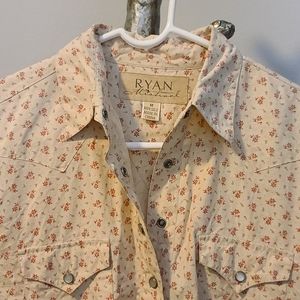 100% Silk Ryan Michael Pearl Snap Shirt (size medium)